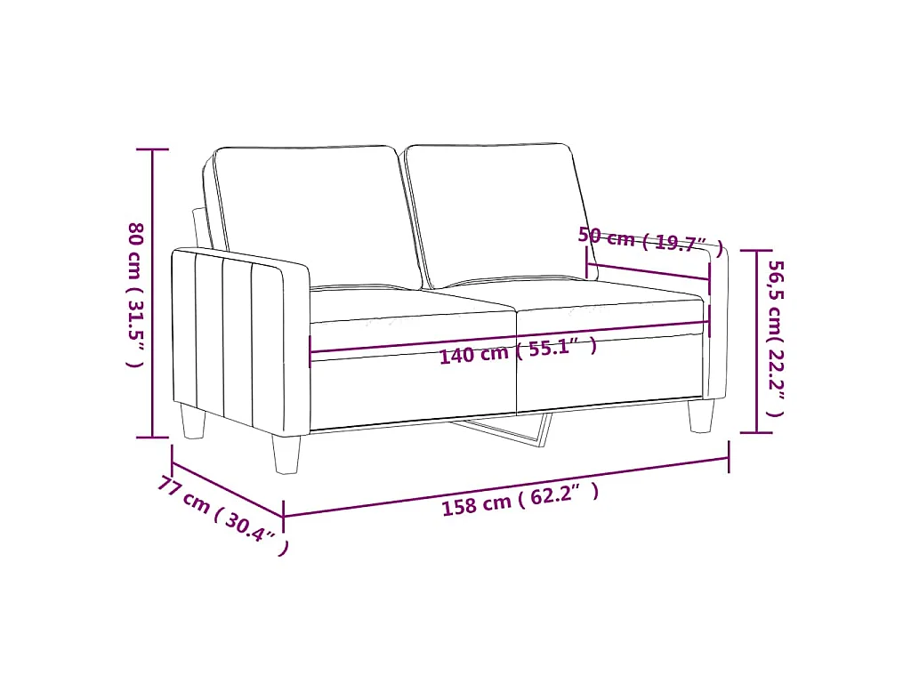 2-Sitzer-Sofa Gelb 140 cm Samt