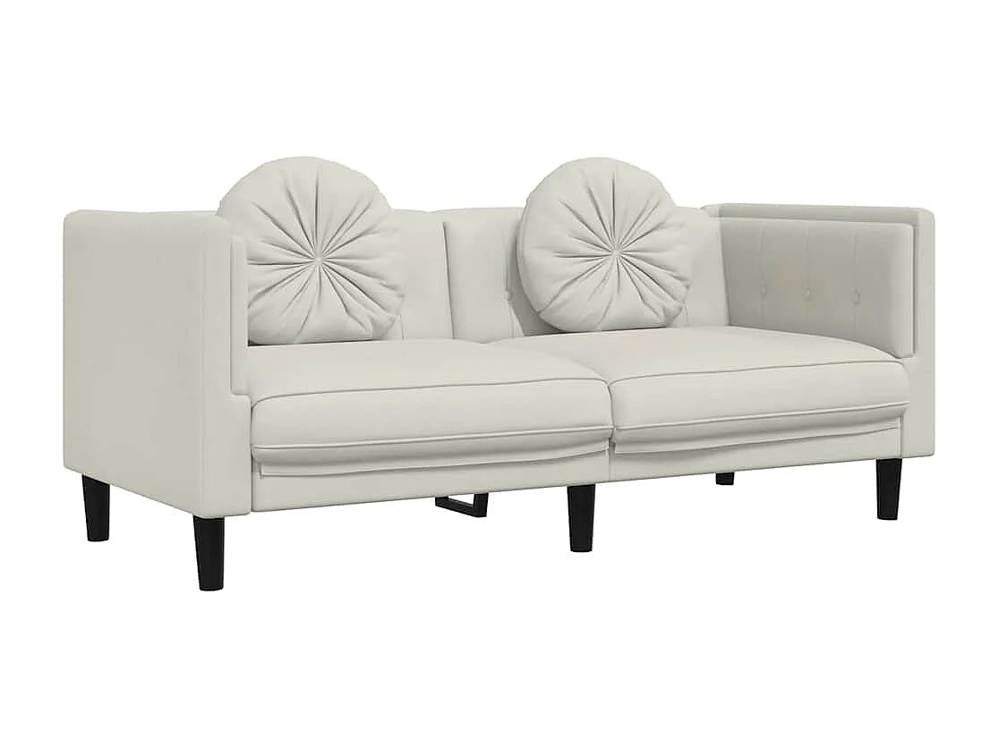 Sofa mit Kissen 2-Sitzer Creme Samt