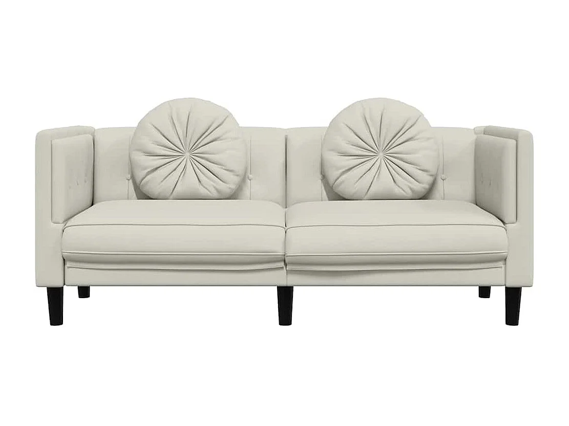 Sofa mit Kissen 2-Sitzer Creme Samt