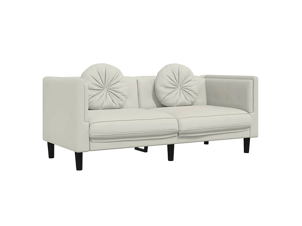 Sofa mit Kissen 2-Sitzer Creme Samt