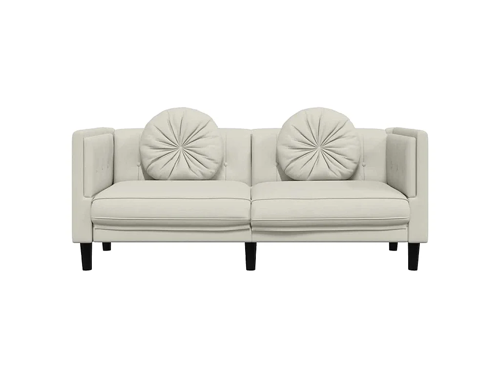 Sofa mit Kissen 2-Sitzer Creme Samt