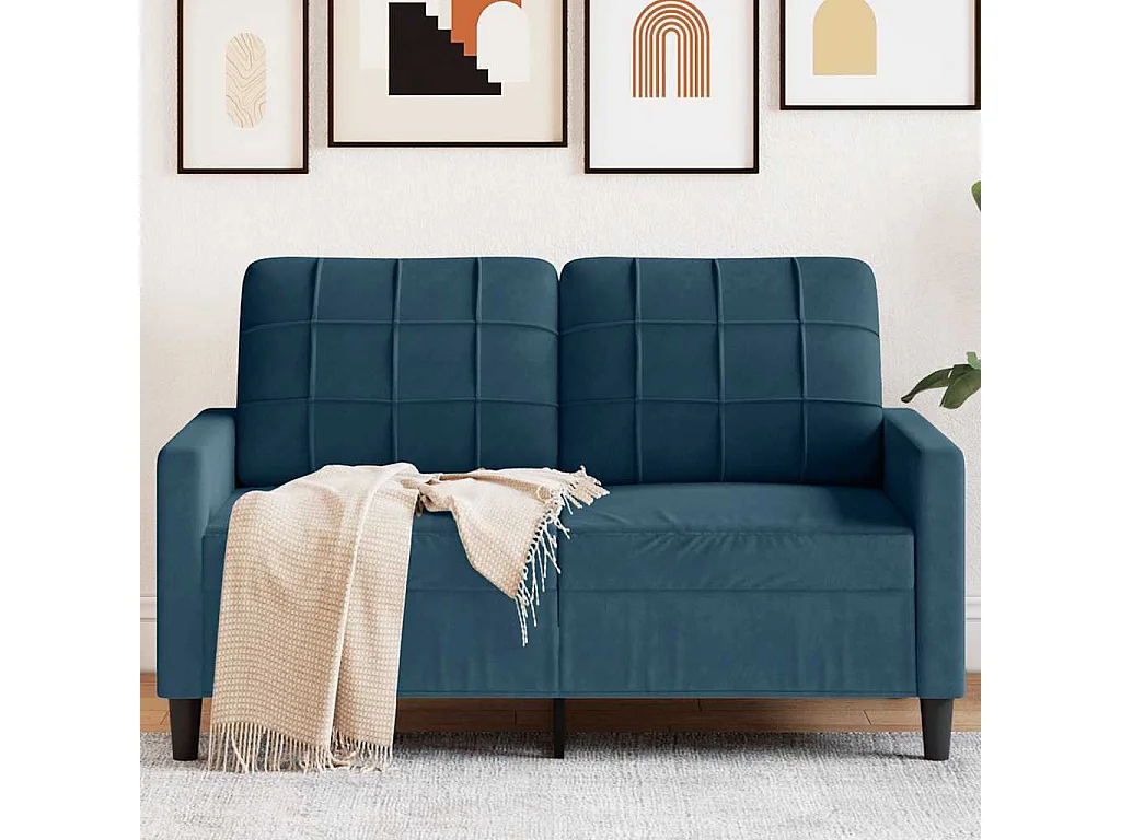 2-Sitzer-Sofa Blau 120 cm Samt