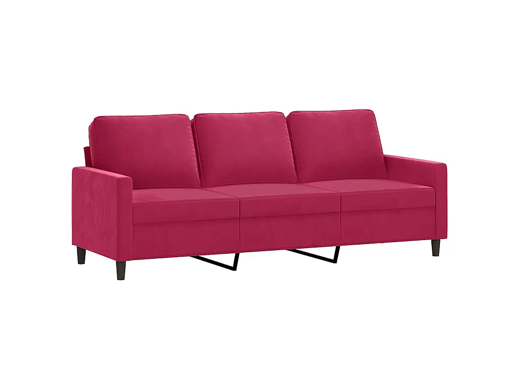 Canapé à 3 places Rouge bordeaux 180 cm Velours