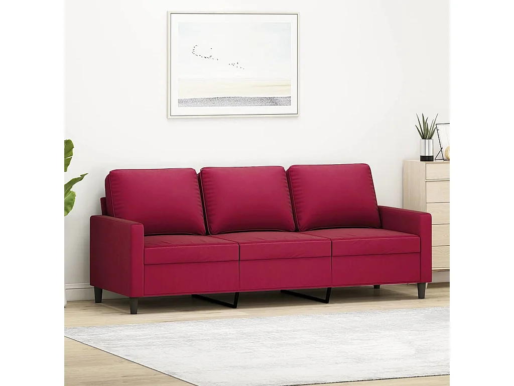 Canapé à 3 places Rouge bordeaux 180 cm Velours