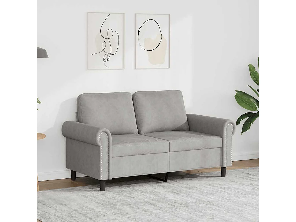 2-Sitzer-Sofa Hellgrau 120 cm Samt