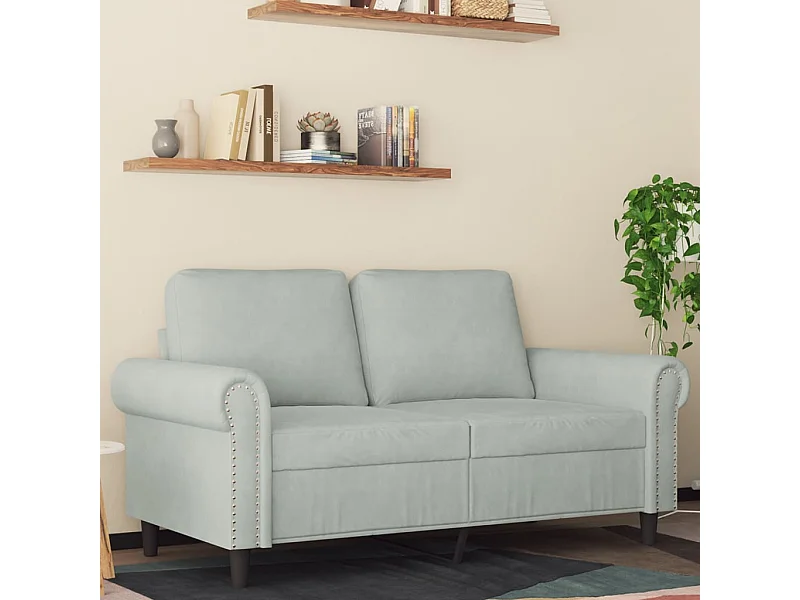 Divano a 2 Posti Grigio Chiaro 120 cm in Velluto