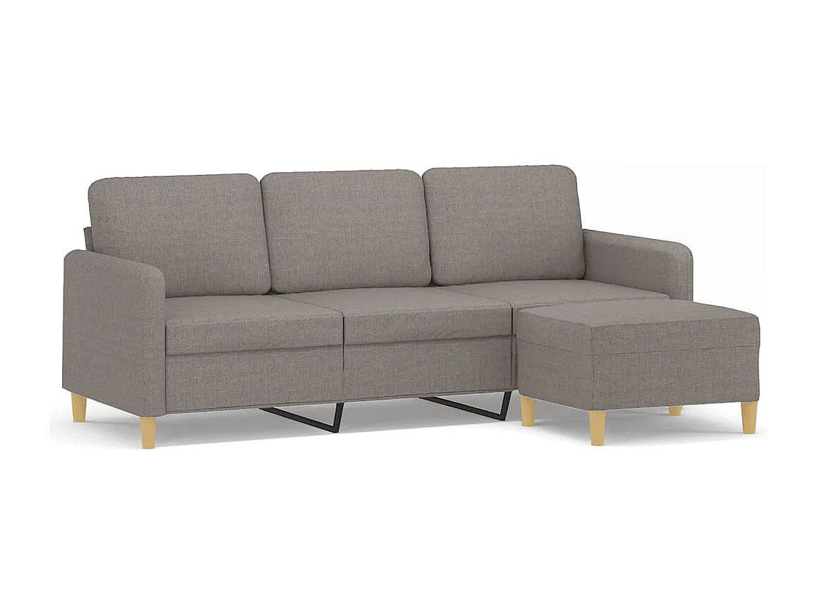 3-Sitzer-Sofa mit Hocker Taupe 180 cm Stoff