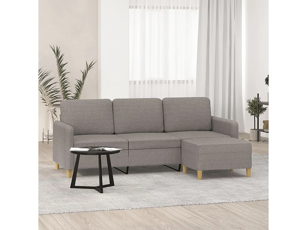 3-Sitzer-Sofa mit Hocker Taupe 180 cm Stoff