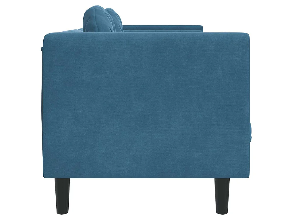 Canapé avec coussins 2 places bleu velours