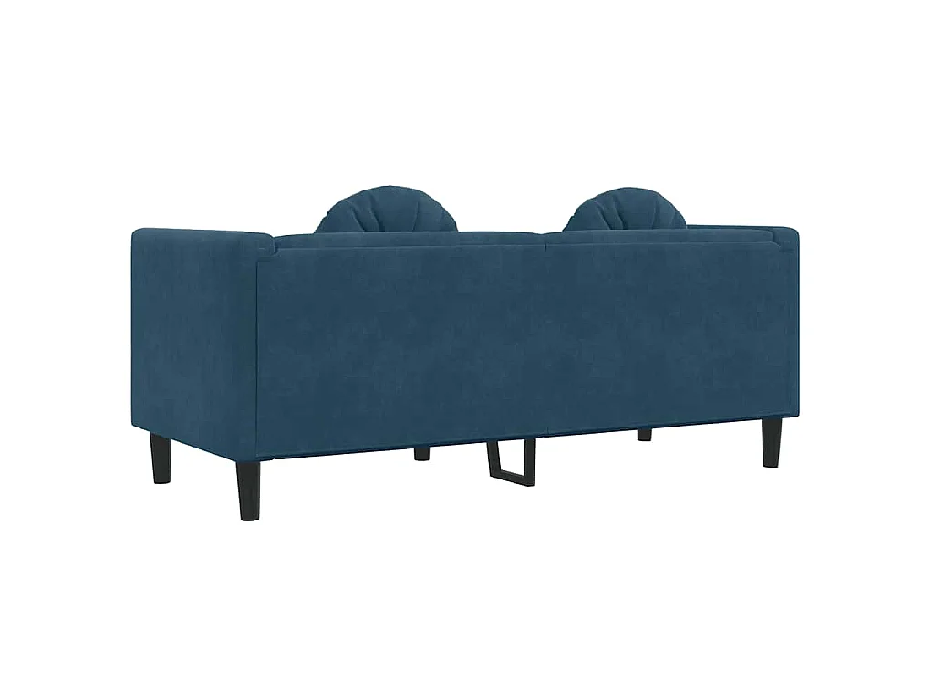 Canapé avec coussins 2 places bleu velours