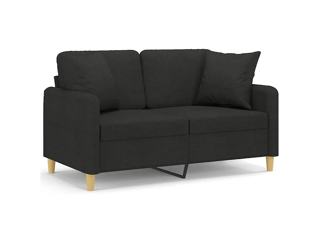 2-Sitzer-Sofa mit Zierkissen Schwarz 120 cm Stoff
