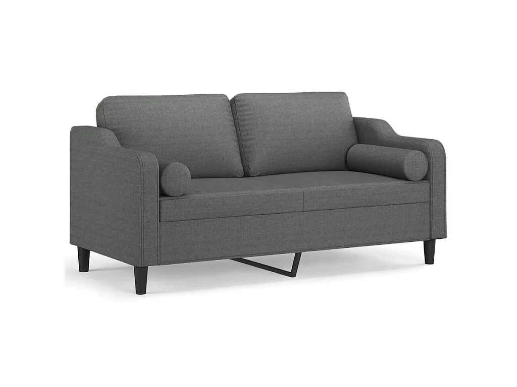 Canapé 2 places avec oreillers gris foncé 140 cm tissu
