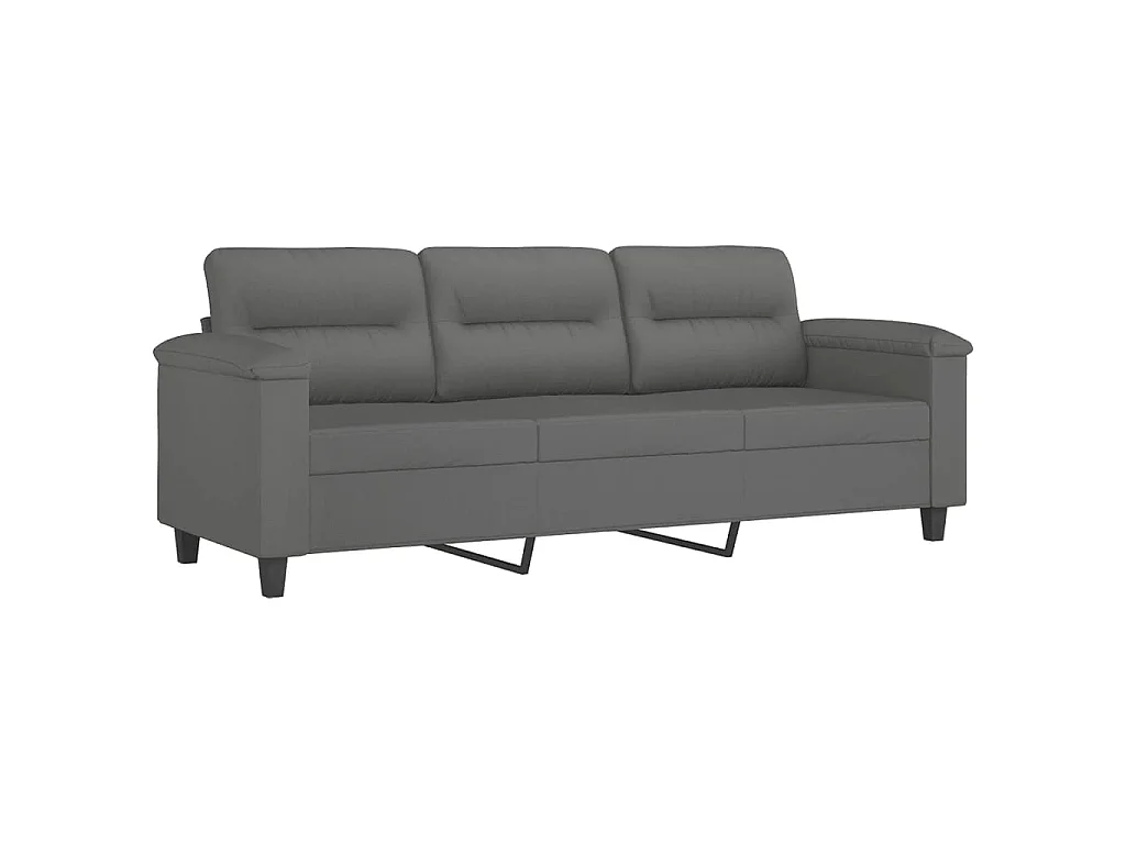 Canapé 3 places repose-pieds Gris foncé 180 cm Tissu microfibre