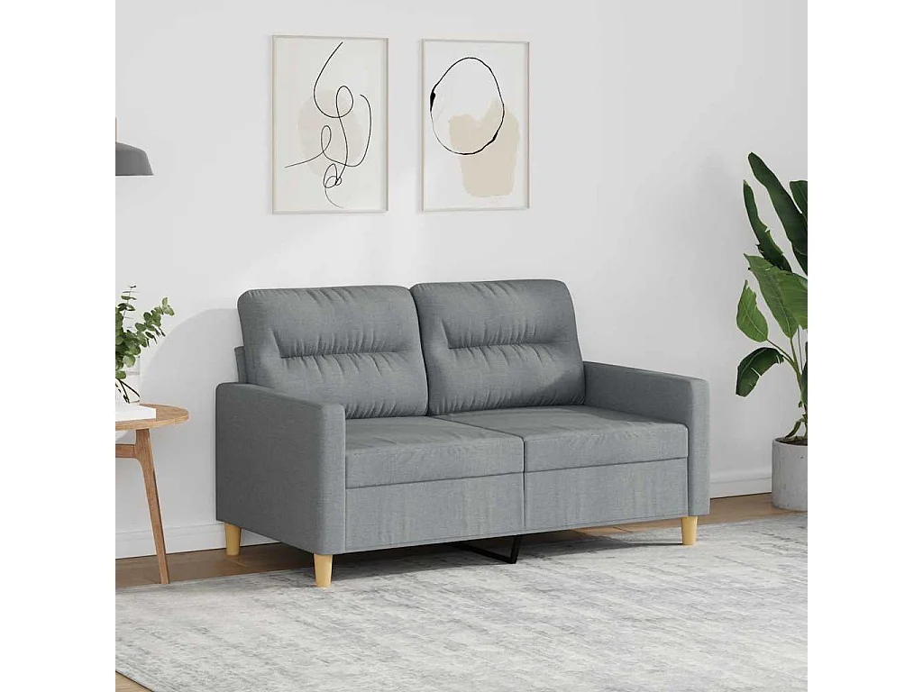 Canapé à 2 places Gris clair 120 cm Tissu