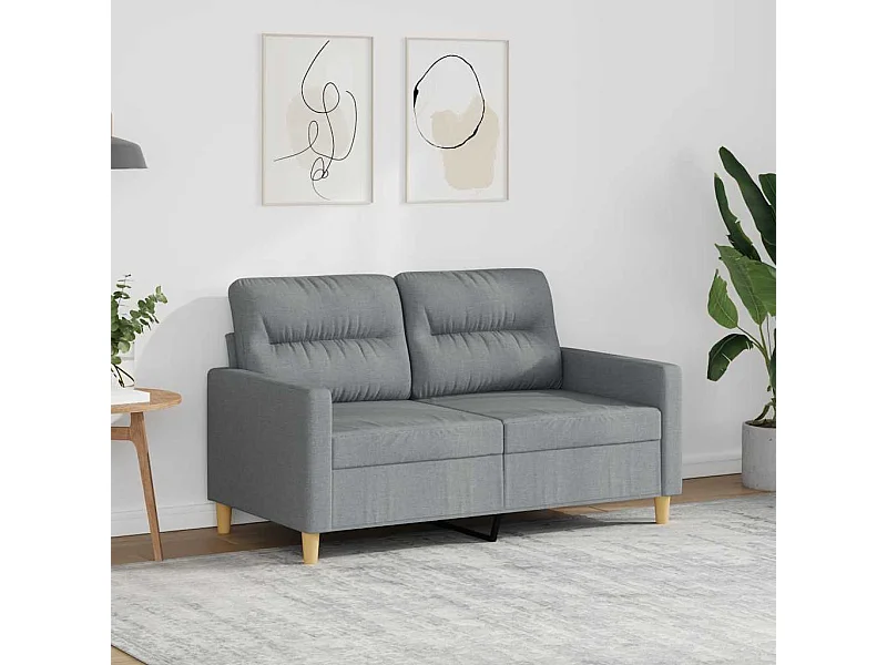 Canapé à 2 places Gris clair 120 cm Tissu