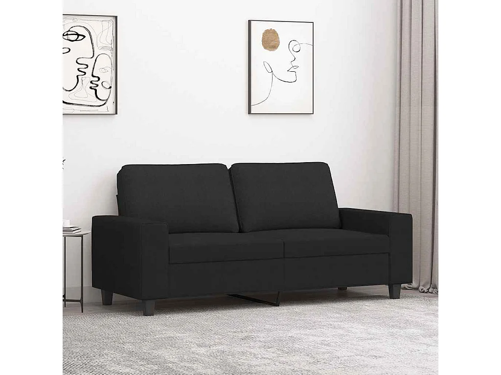 Divano a 2 Posti Nero 120 cm in Tessuto