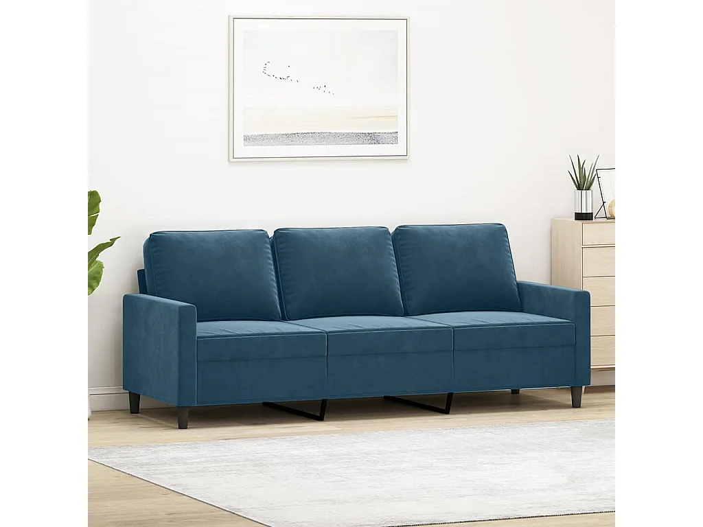 Canapé à 3 places Bleu 180 cm Velours