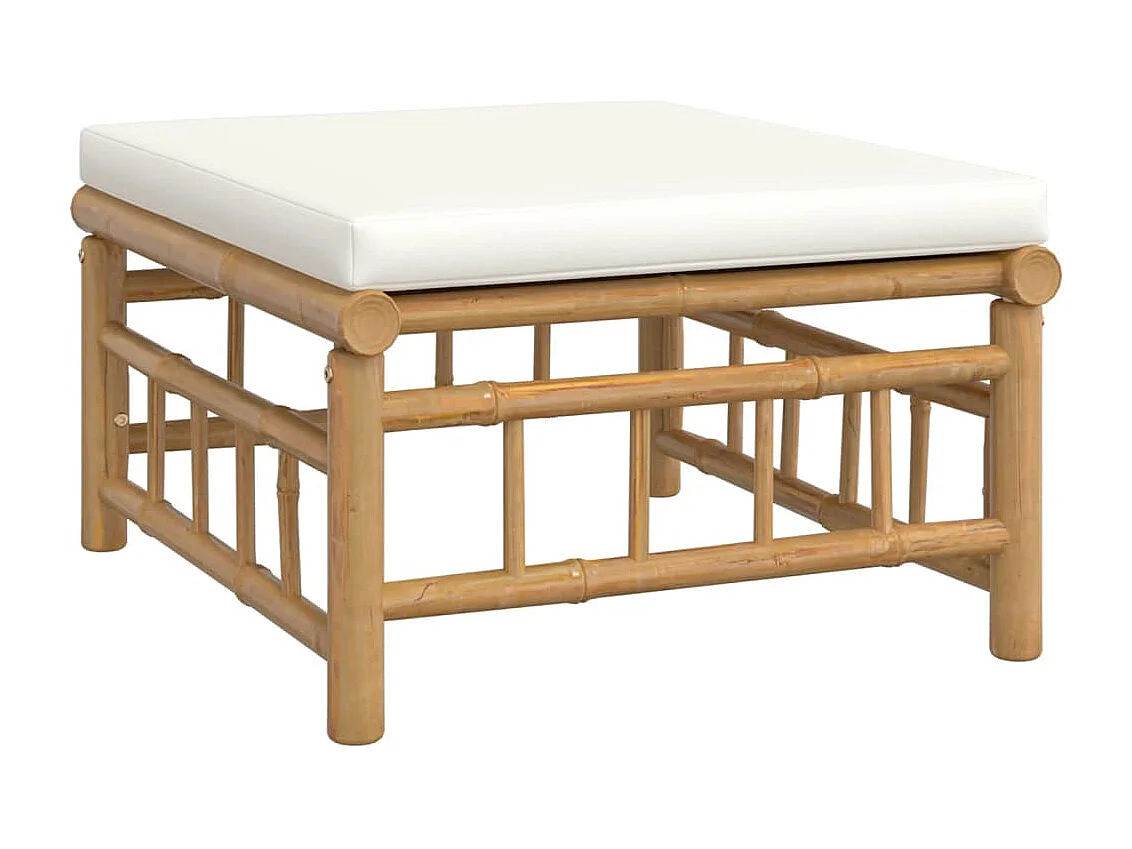 8-tlg. Garten-Lounge-Set mit Cremeweißen Kissen Bambus