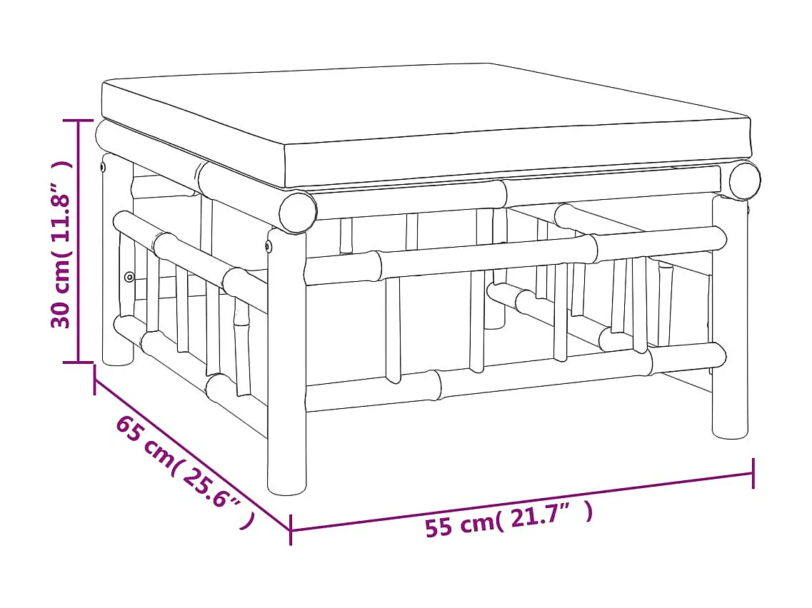 8-tlg. Garten-Lounge-Set mit Cremeweißen Kissen Bambus