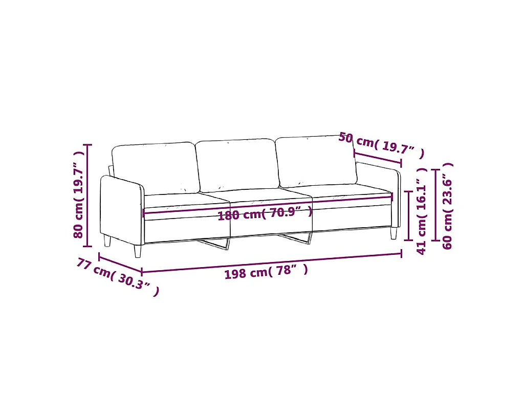 3-Sitzer-Sofa Dunkelgrün 180 cm Samt