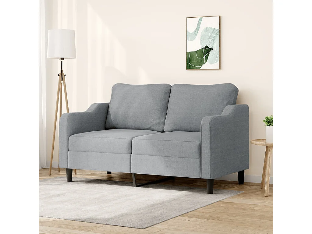 Canapé à 2 places Gris clair 140 cm Tissu