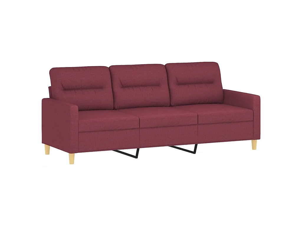 Canapé à 3 places avec repose-pieds Rouge bordeaux 180 cm Tissu