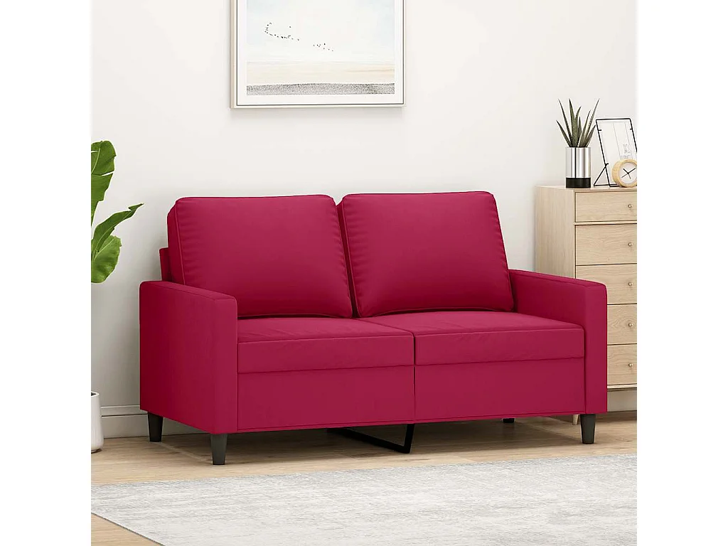 Canapé à 2 places Rouge bordeaux 120 cm Velours