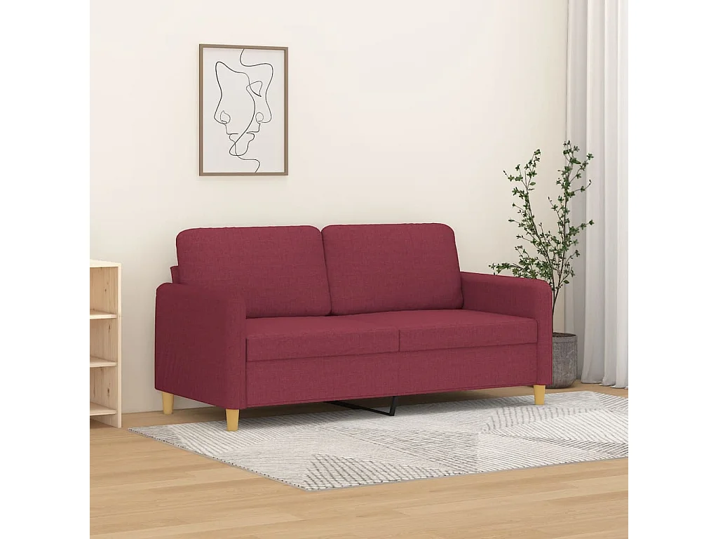 Canapé à 2 places Rouge bordeaux 140 cm Tissu