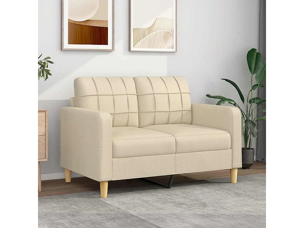 Canapé à 2 places Crème 120 cm Tissu