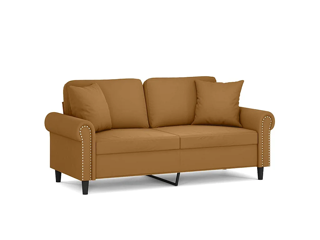 2-Sitzer-Sofa mit Zierkissen Braun 140 cm Samt