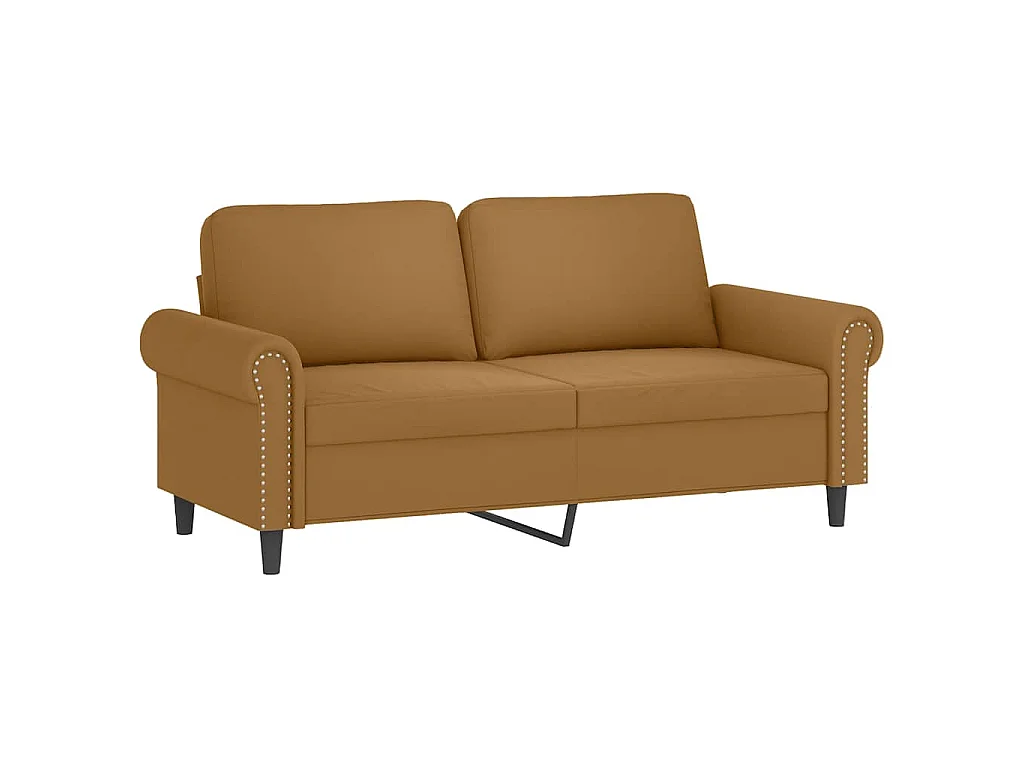 2-Sitzer-Sofa mit Zierkissen Braun 140 cm Samt