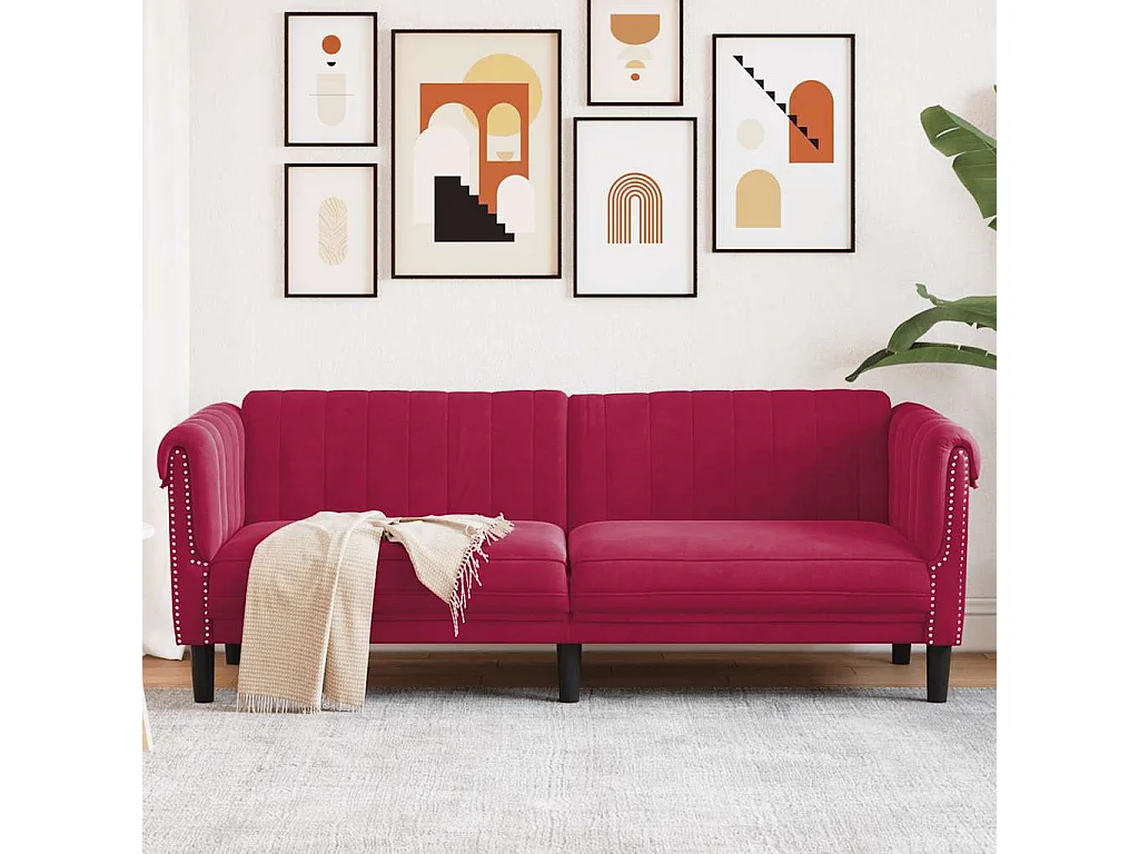 Sofa 3-Sitzer Weinrot Samt