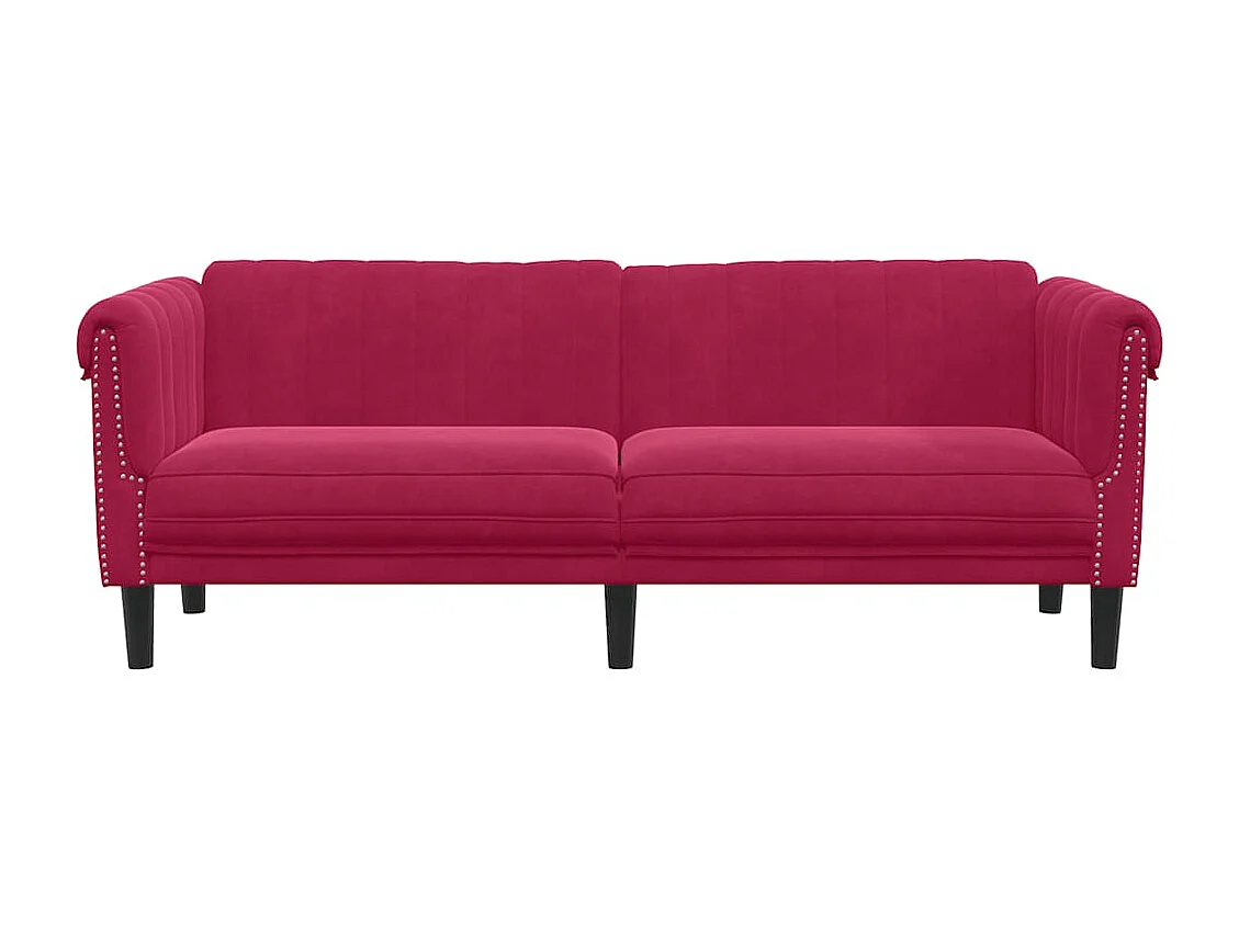 Sofa 3-Sitzer Weinrot Samt