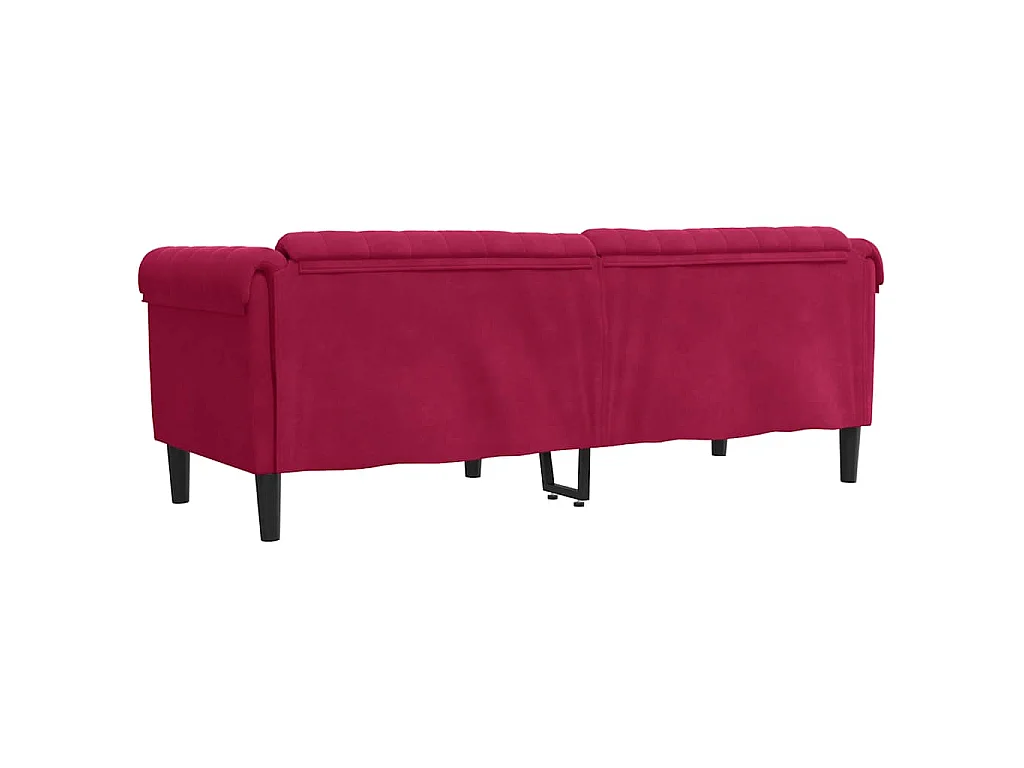 Driezitsbank fluweel wijnrood