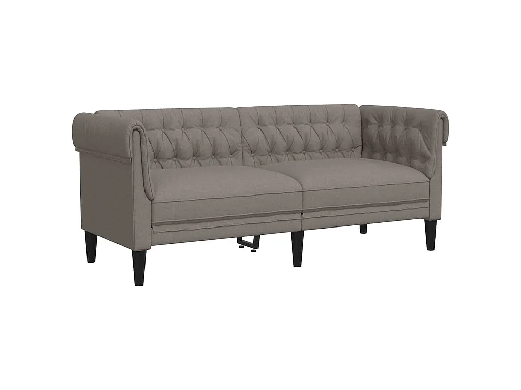 Canapé Chesterfield 2 places taupe tissu