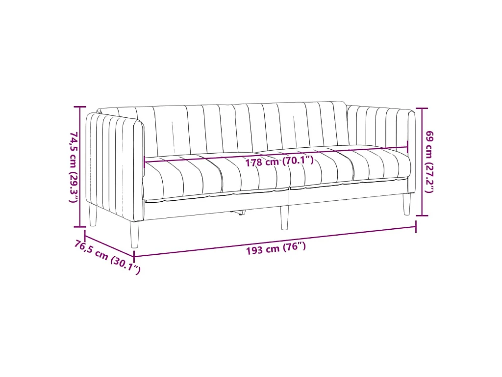 Canapé à 3 places marron similicuir daim