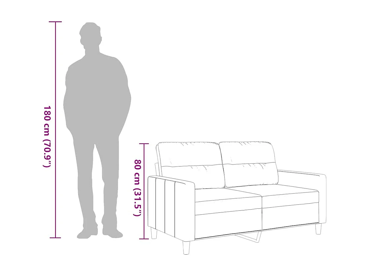 Divano a 2 Posti Marrone 120 cm in Tessuto