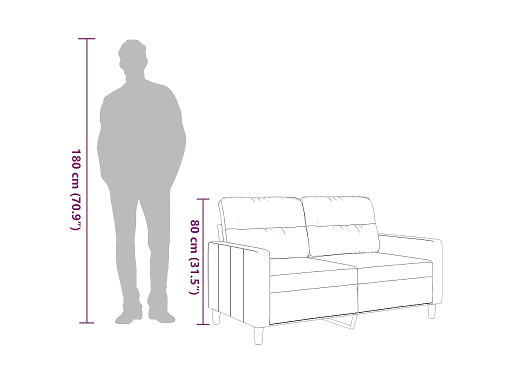 Canapé à 2 places Marron 120 cm Tissu