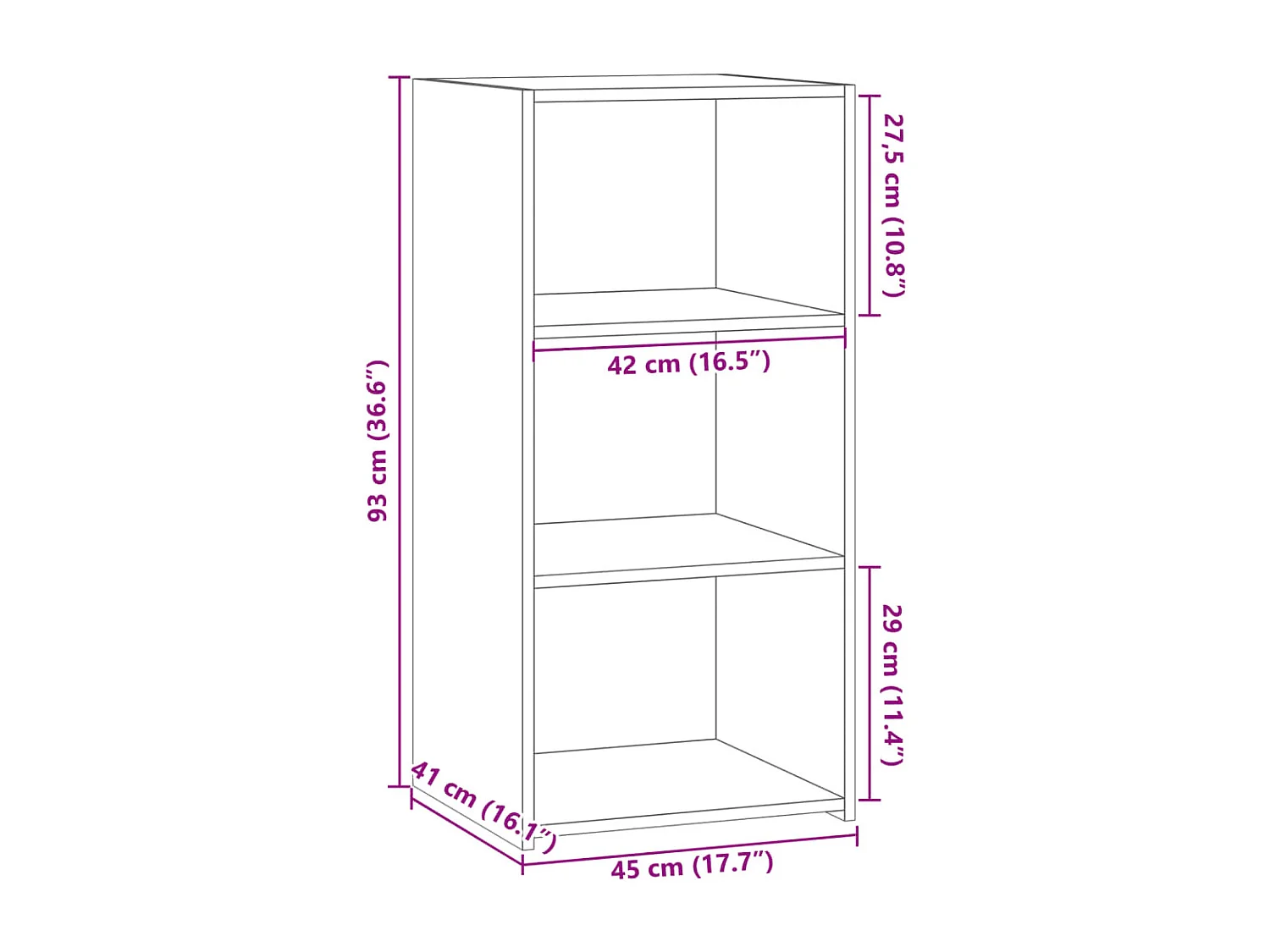 Dressoir 45x41x93 cm bewerkt hout zwart