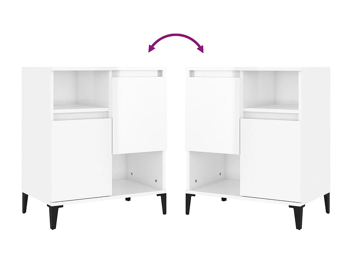 Credenze 3pz Bianco Lucido 60x35x70 cm in Legno Multistrato