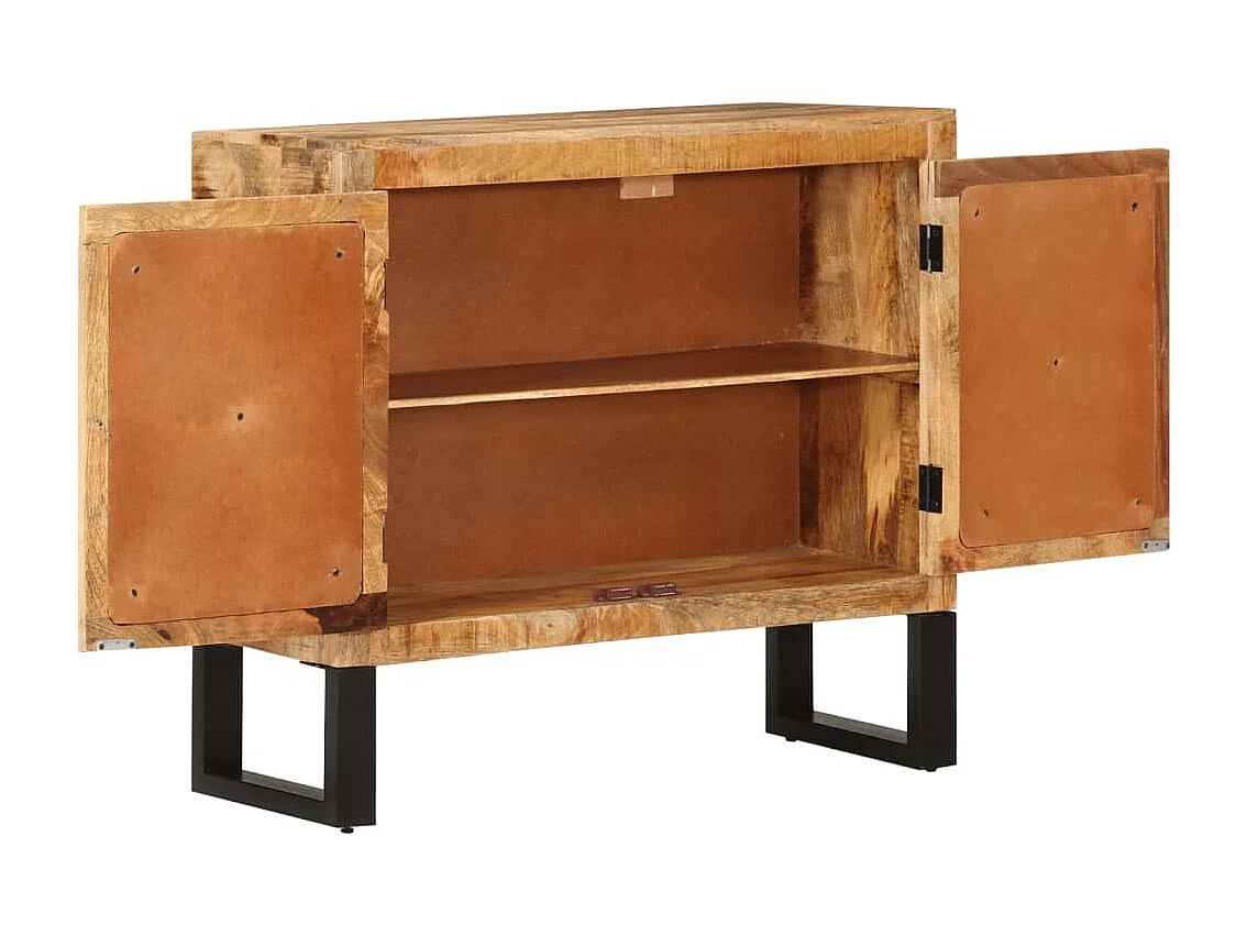 Buffet 80x30x71 cm bois de manguier brut massif et métal