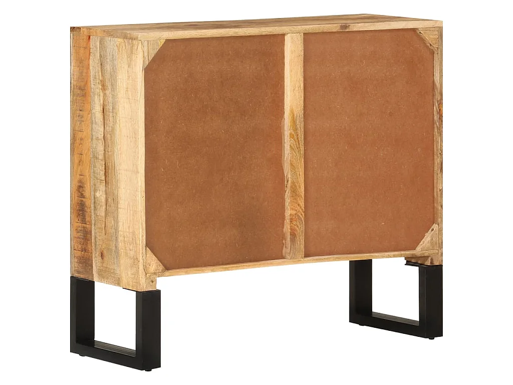 Buffet 80x30x71 cm bois de manguier brut massif et métal