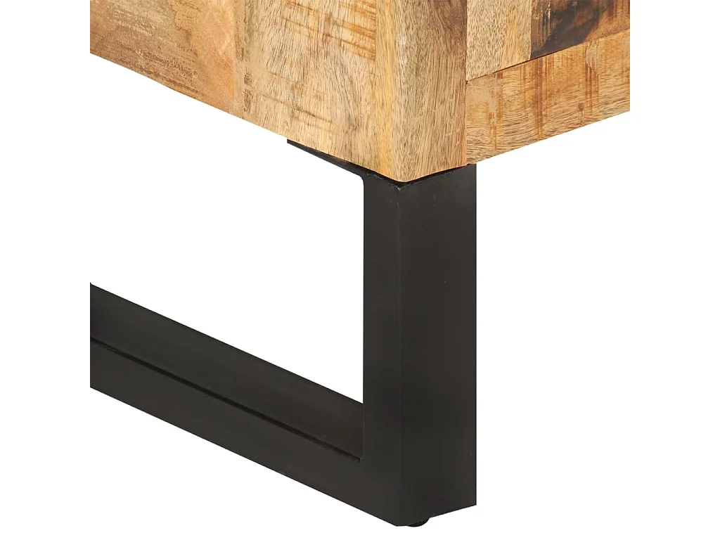 Buffet 80x30x71 cm bois de manguier brut massif et métal