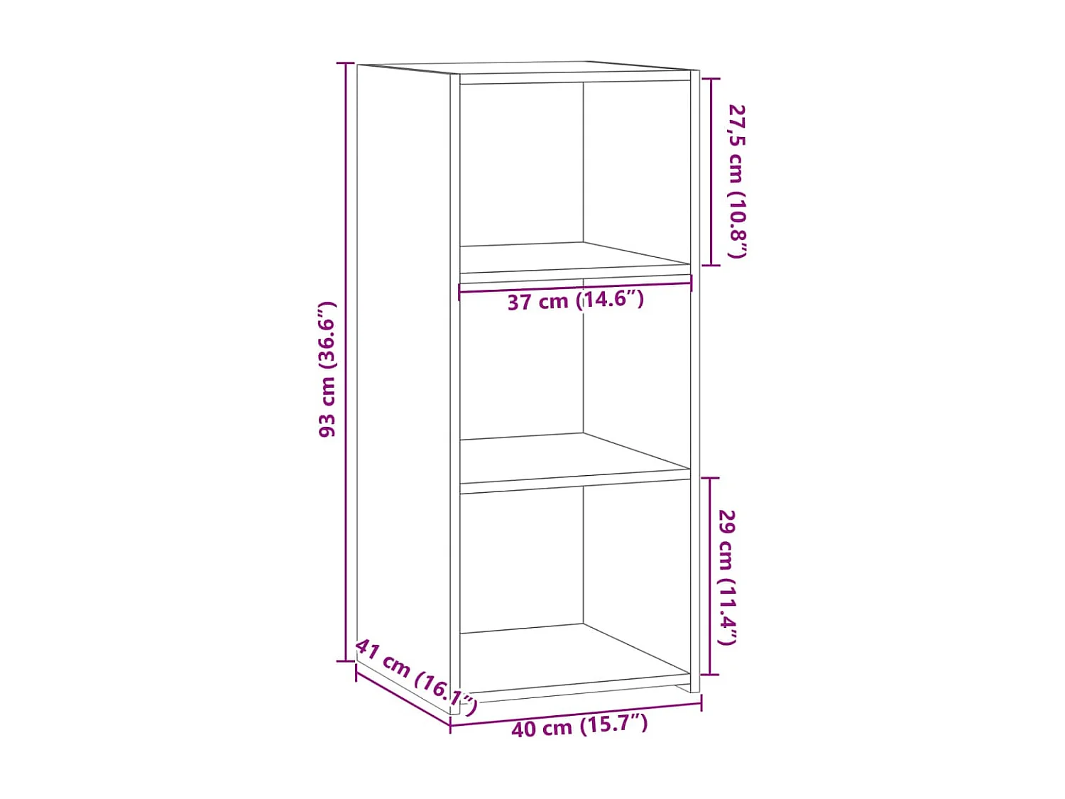 Buffet sonoma gris 40x41x93 cm bois d'ingénierie