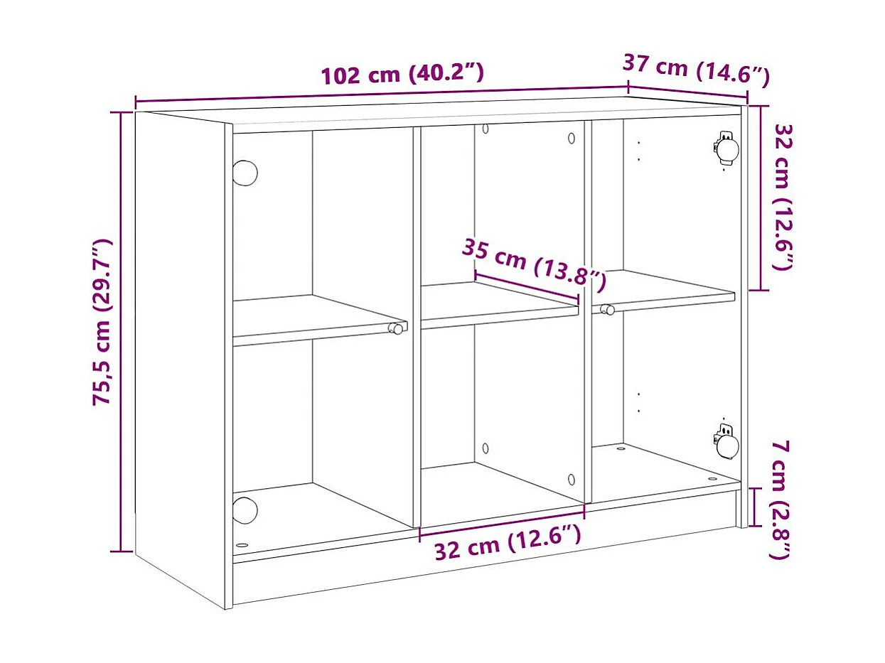 Buffet blanc 102x37x75,5 cm bois d'ingénierie