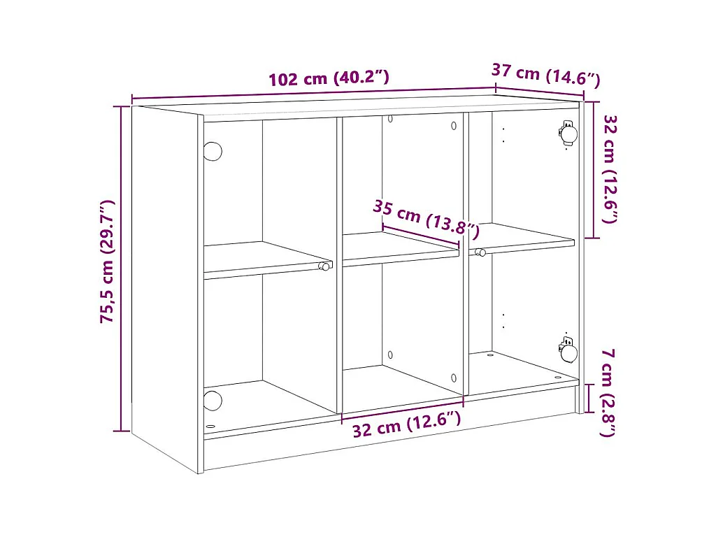 Dressoir 102x37x75,5 cm bewerkt hout wit