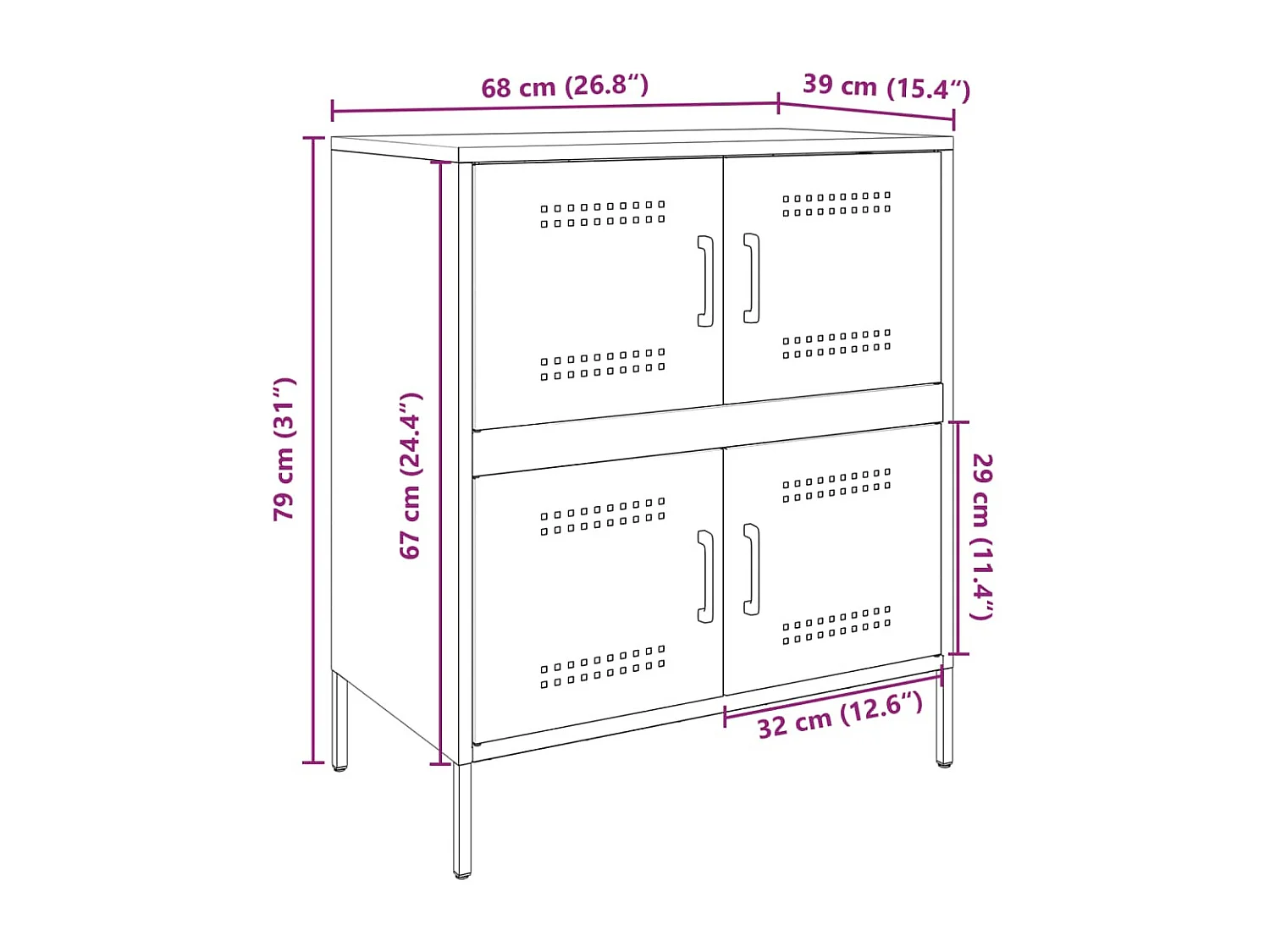 Buffet jaune moutarde 68x39x79 cm acier
