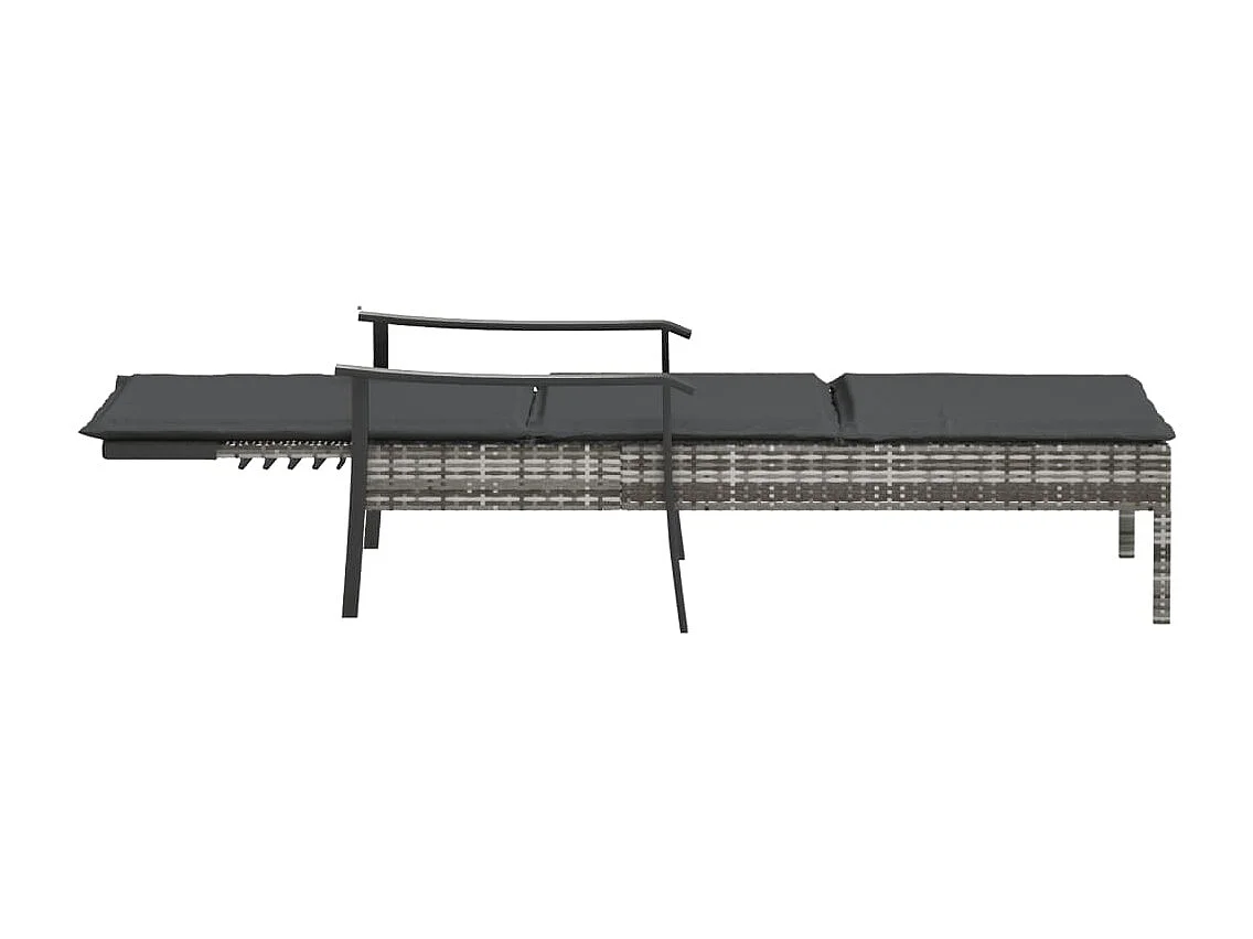 Sonnenliege mit Auflage Grau Poly Rattan