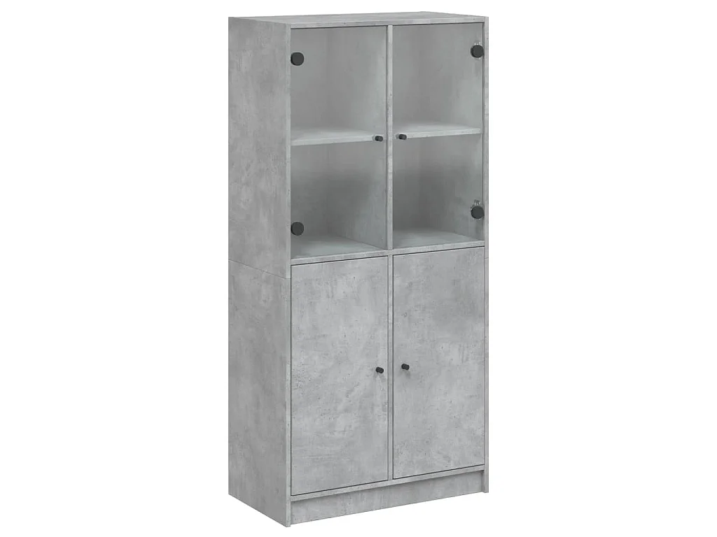 Highboard mit Türen Betongrau 68x37x142 cm Holzwerkstoff
