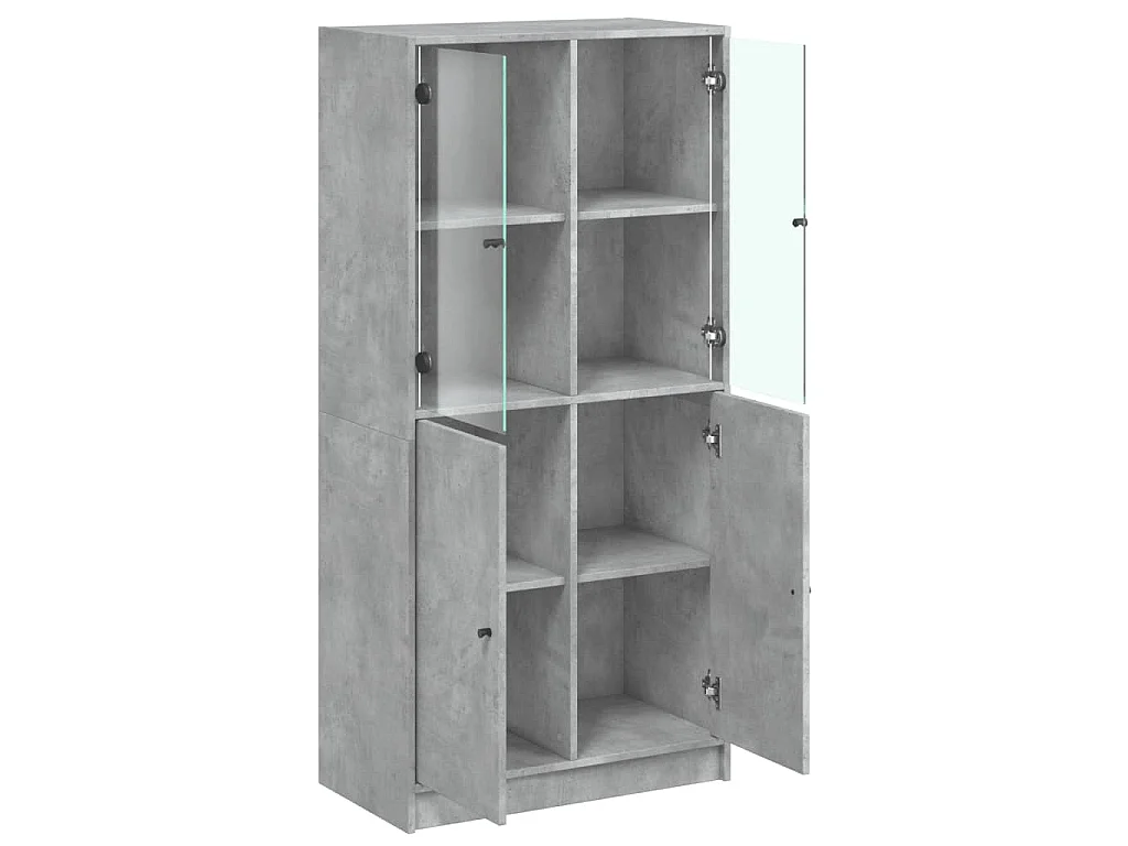 Credenza con Ante Grigio Cemento 68x37x142 cm Legno Multistrato